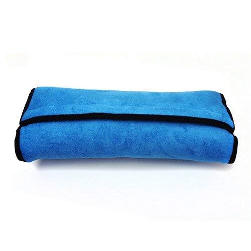 coffled blue seatbelt pillow in-car setup for calm rides.
