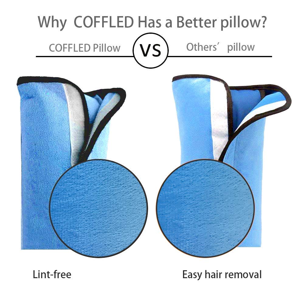 coffled blue seatbelt pillow pack-2pc display showing two pillows.