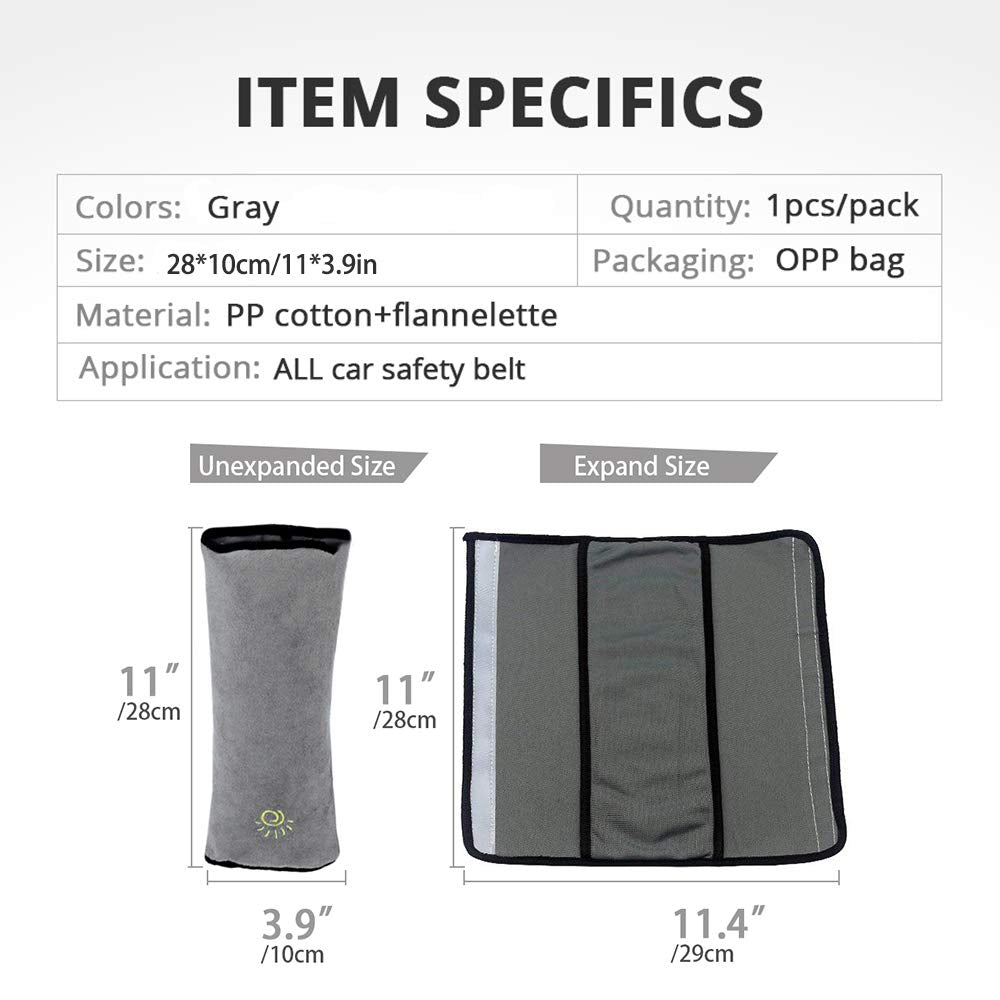 COFFLED gray seatbelt pillow with removable cover makes quick cleanup after spills