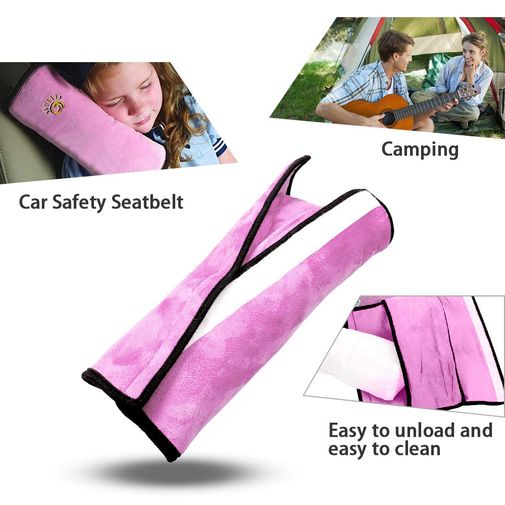 COFFLED seatbelt pillow soft-foam cushion eases belt pressure while traveling.