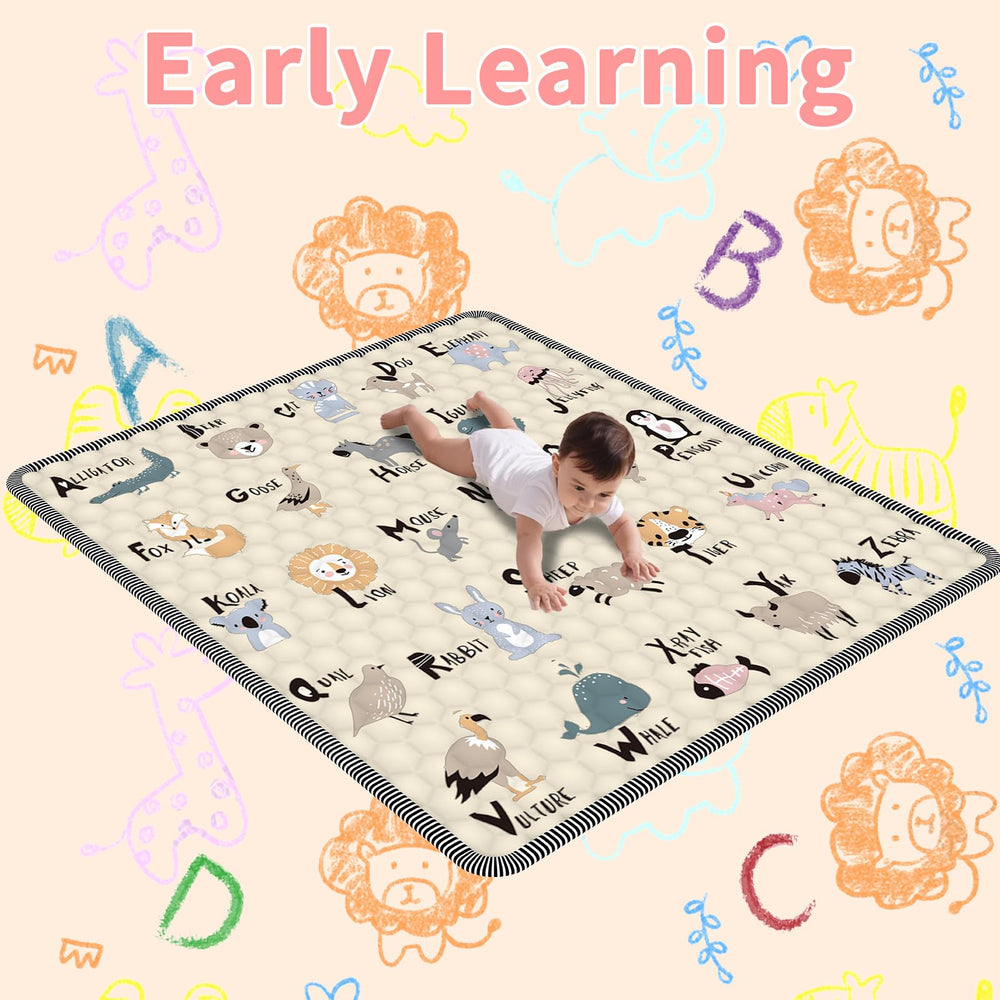 Coilace play mat with non-slip backing keeps mats steady on carpet and hardwood.