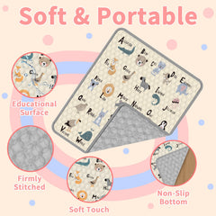Coilace play mat featuring alphabet and animal patterns to spark early learning and imagination.