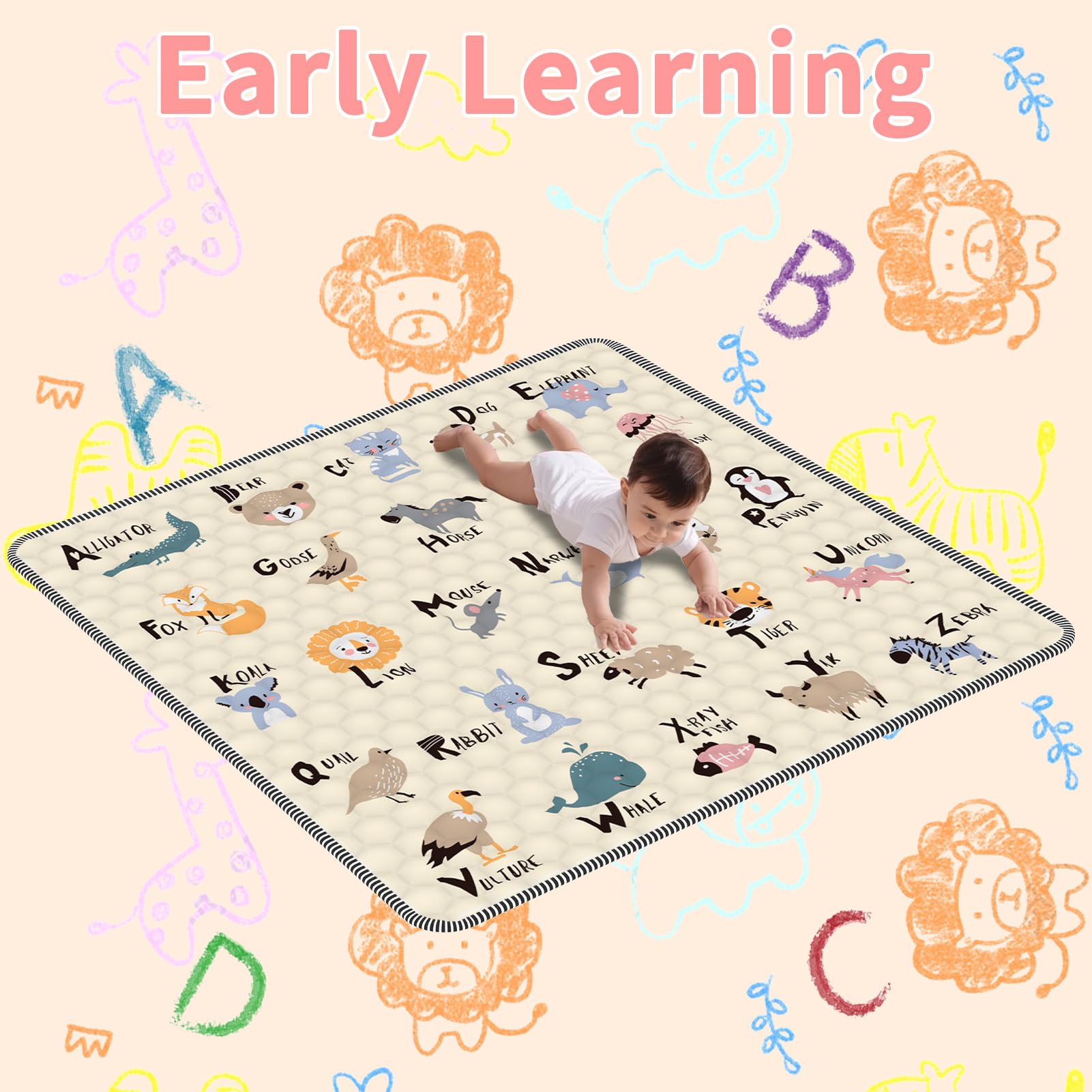 Coilace play mat is machine washable for quick cleanup after messes.