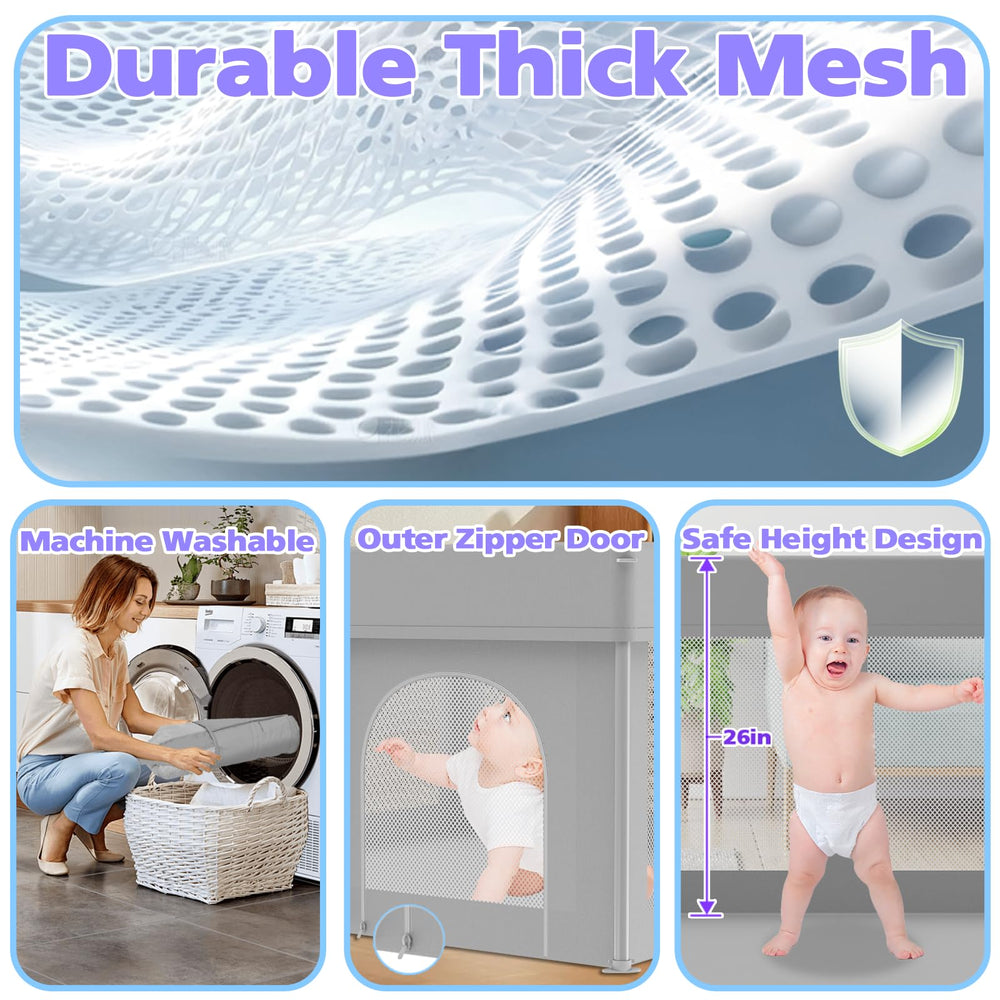 Coilace thick mesh panels provide airflow and clear visibility in the playpen.