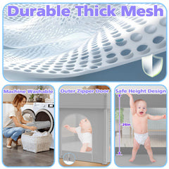 Coilace thick mesh panels provide airflow and clear visibility in the playpen.