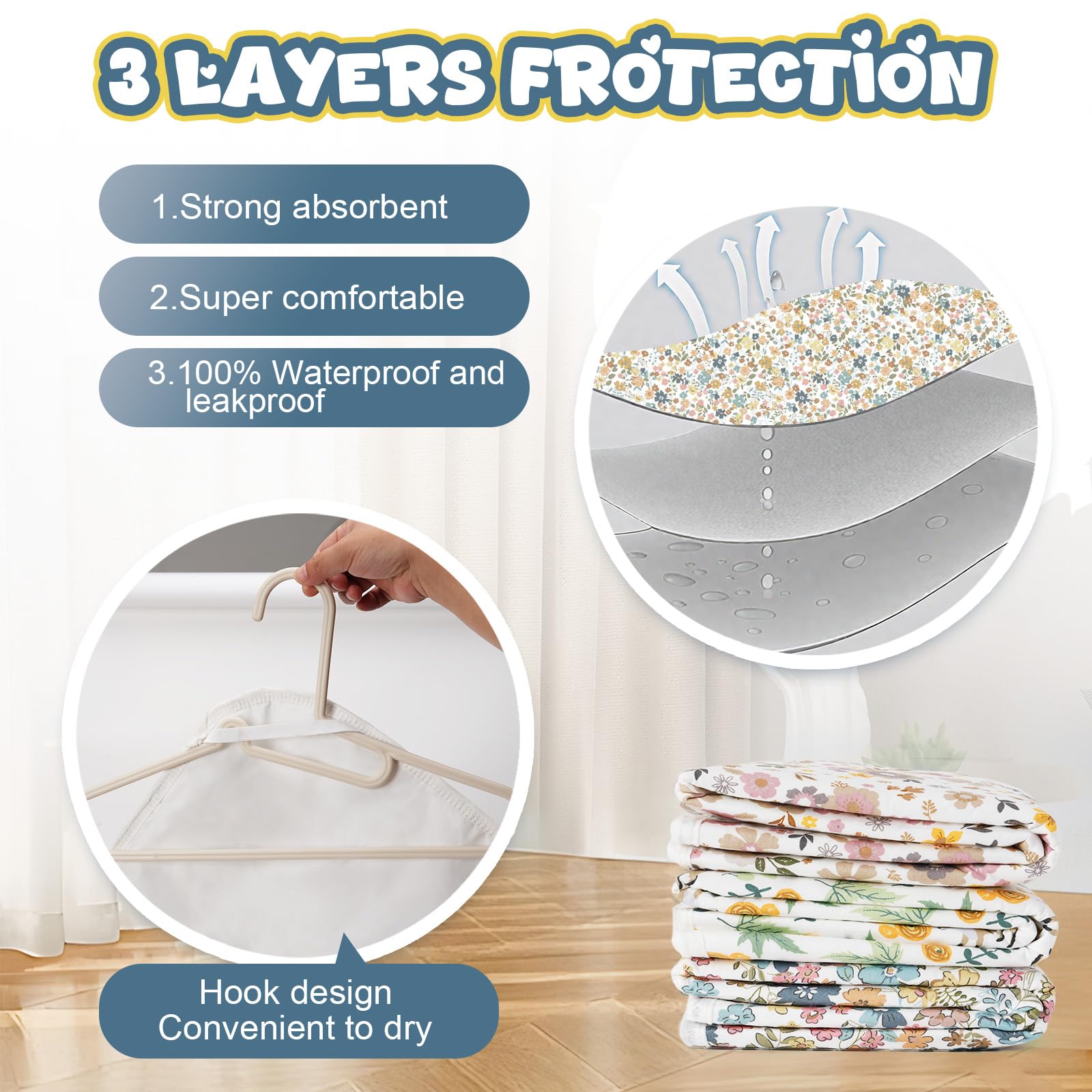 Coinarin pad with soft 100% cotton top emphasizes gentle skin contact.