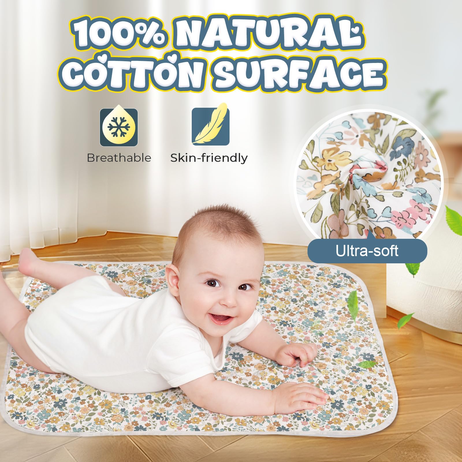 Coinarin Baby Diaper Changing Pad opened flat, showing large coverage for baby changes.