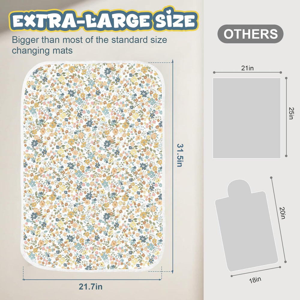 Coinarin changing pad with waterproof bottom visible, demonstrating leak protection on messy surfaces.