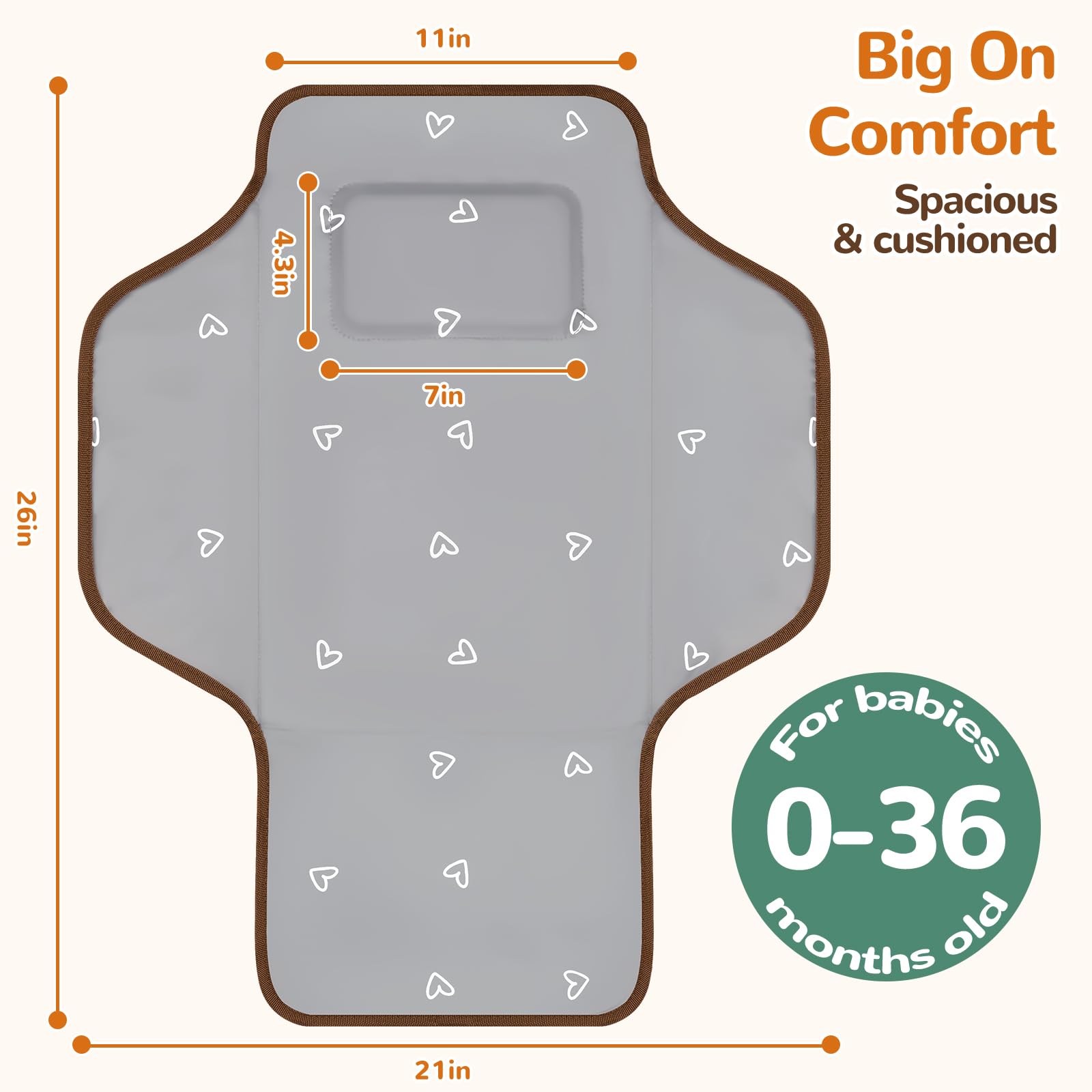 Coinarin changing-pad head pillow built-in supports baby's neck during changes.