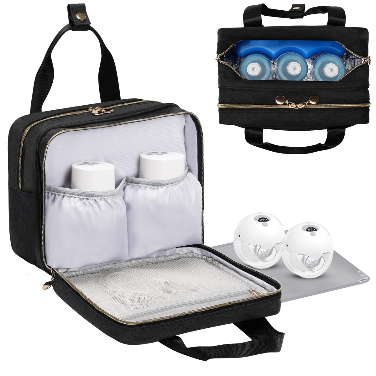 Coinarin wearable breast pump travel bag keeps pumps organized for busy days.
