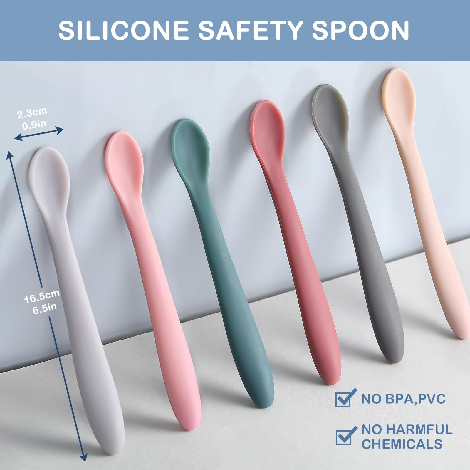 Coix foam infant utensils with ergonomic 16cm handle for easy self-feeding.
