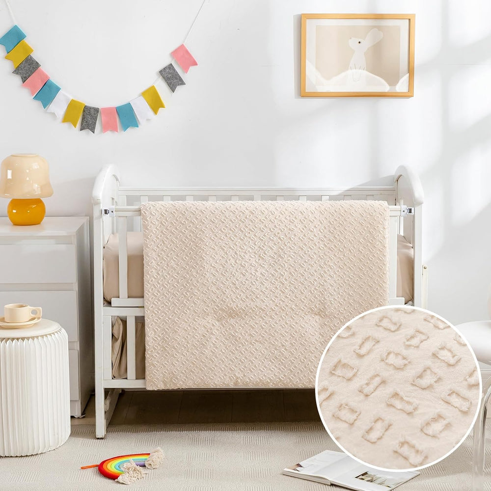 Cokouchyi bedding set full beige view shows coordinated nursery styling and soft texture.