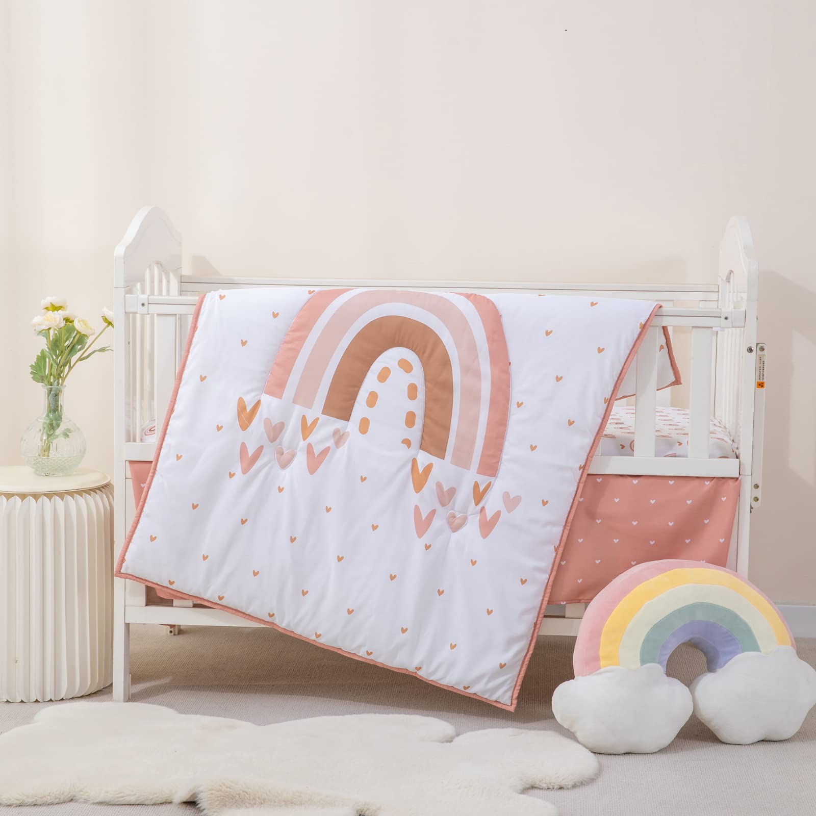 Cokouchyi boho nursery space image shows a pastel rainbow decor setup.