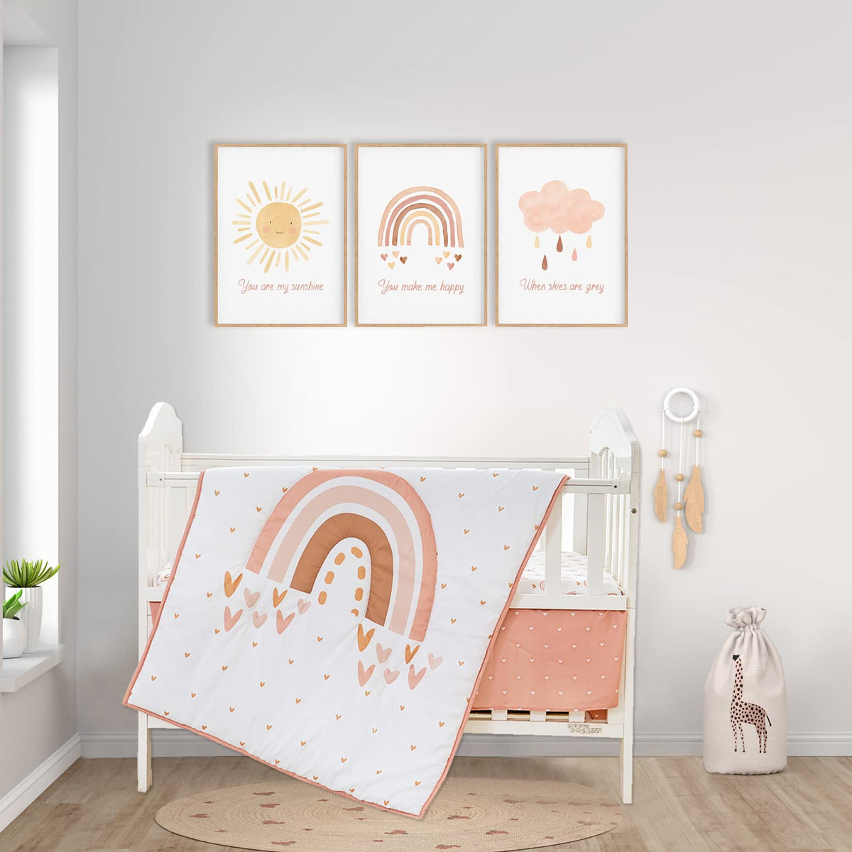 Cokouchyi rainbow crib sheet with all-around elastic for a snug fit.