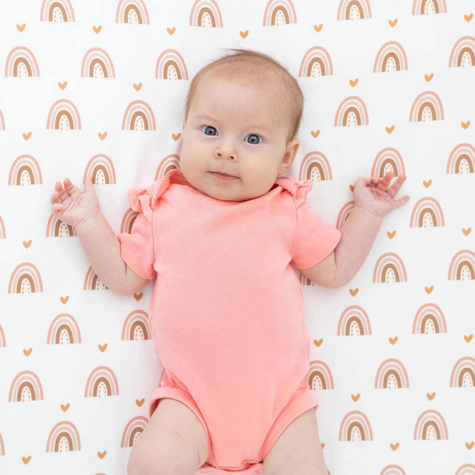 Cokouchyi rainbow crib skirt with 10-inch drop enhances nursery decor.