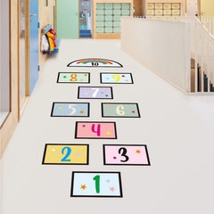 COKOYY colorful lattice floor decal enhances playroom color awareness and imagination