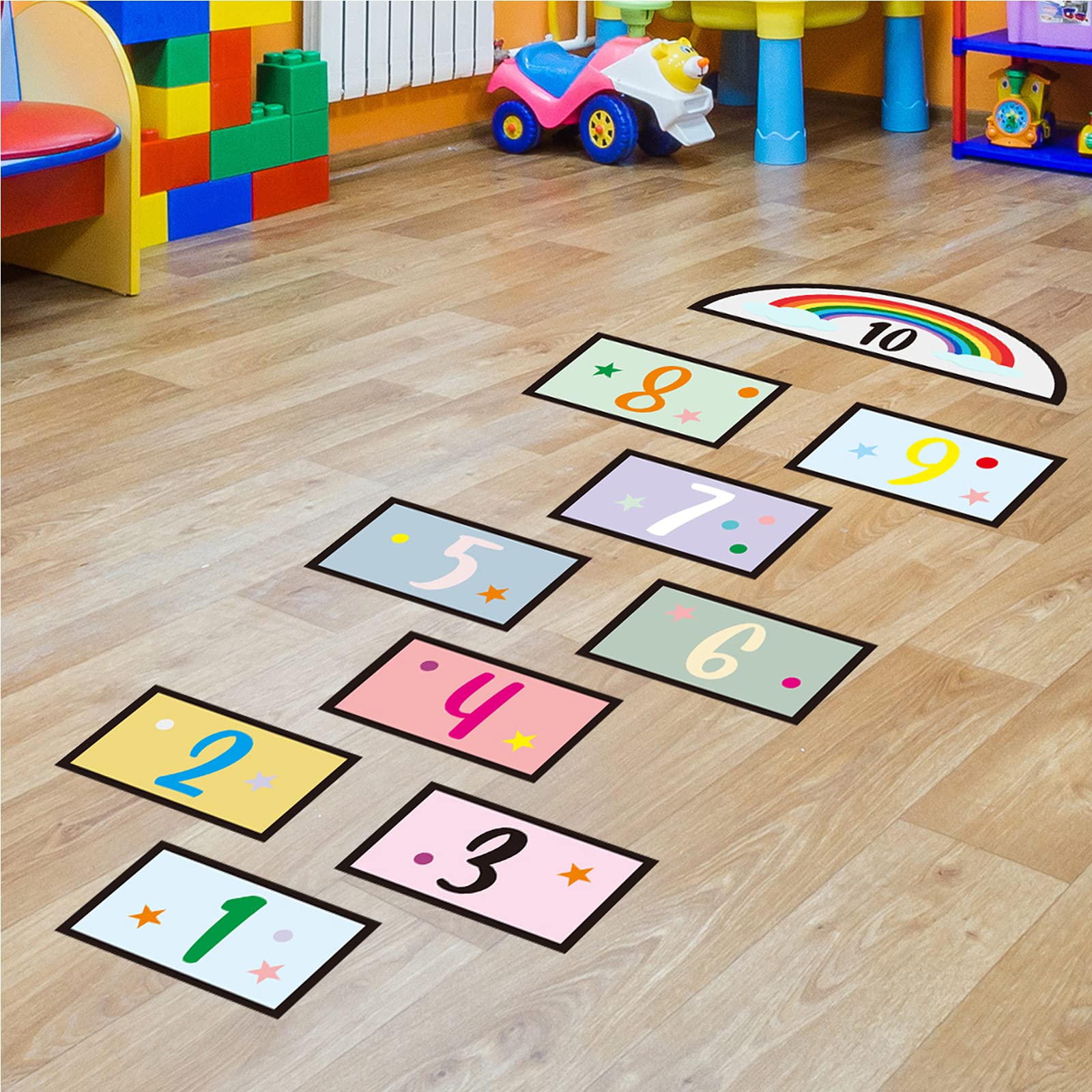 COKOYY hopscotch number floor sticker with ten tiles for playful math learning
