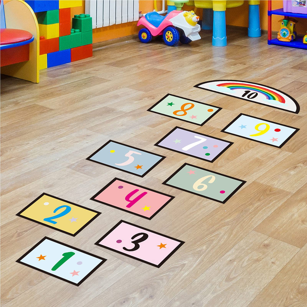 COKOYY hopscotch number floor sticker with ten tiles for playful math learning