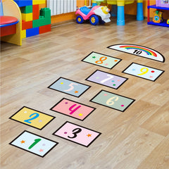 COKOYY hopscotch number floor sticker with ten tiles for playful math learning