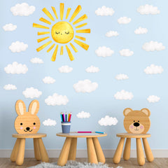 Colarr sun wall decal boho style adds warm color to playrooms and living spaces.