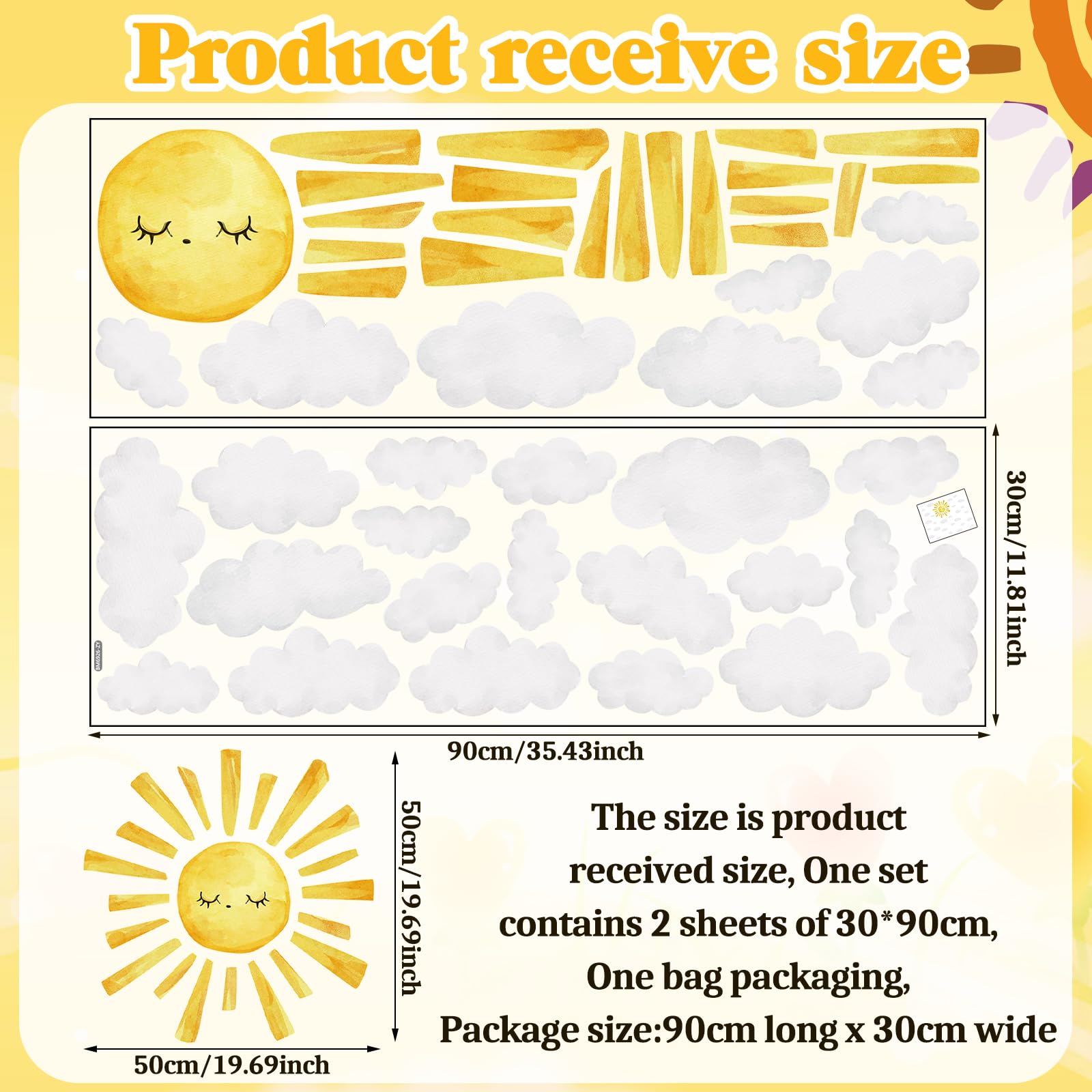 Colarr sun wall decal peel-and-stick design easy to reposition in kids' bedrooms.