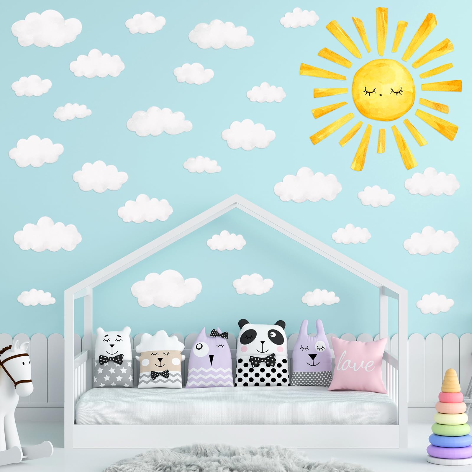 Colarr sun wall decals easy to apply to walls, windows, tiles, or mirrors.