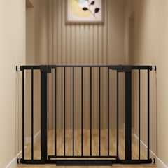 Colbabe gate shows one-hand operation for easy doorway access and hands-free use