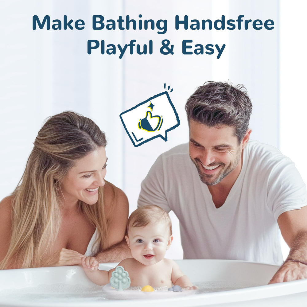 Coldew bath seat includes rinse cup and toys