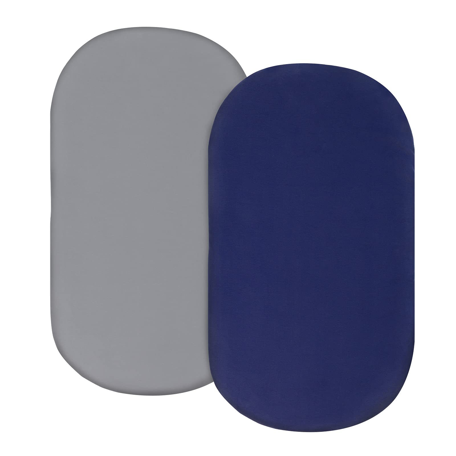 Coldwind bassinet sheets grey navy folded—soft microfiber for gentle baby sleep