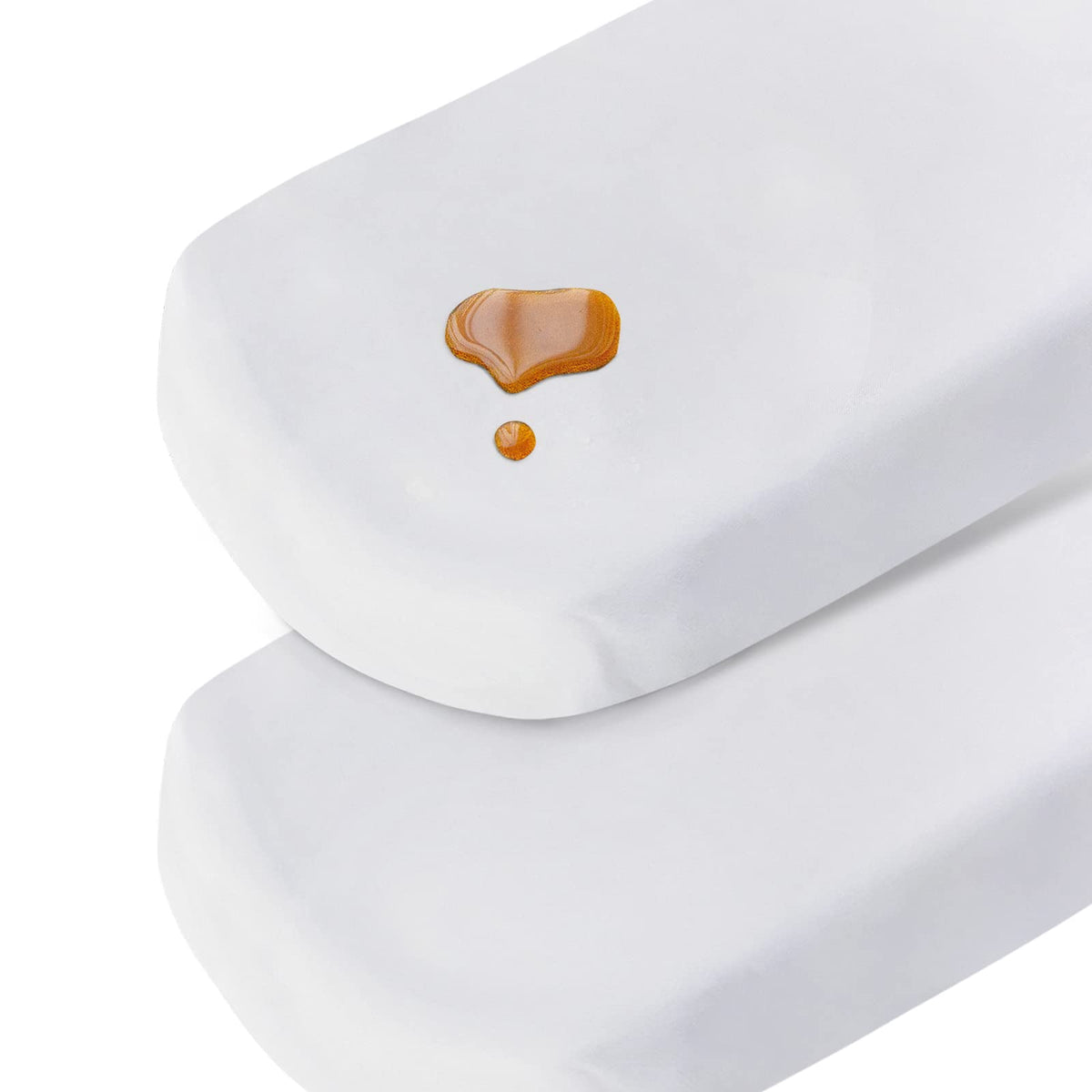 Coldwind bassinet sheets show waterproof TPU layer protecting mattress from spills.