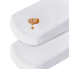 Coldwind bassinet sheets show waterproof TPU layer protecting mattress from spills.