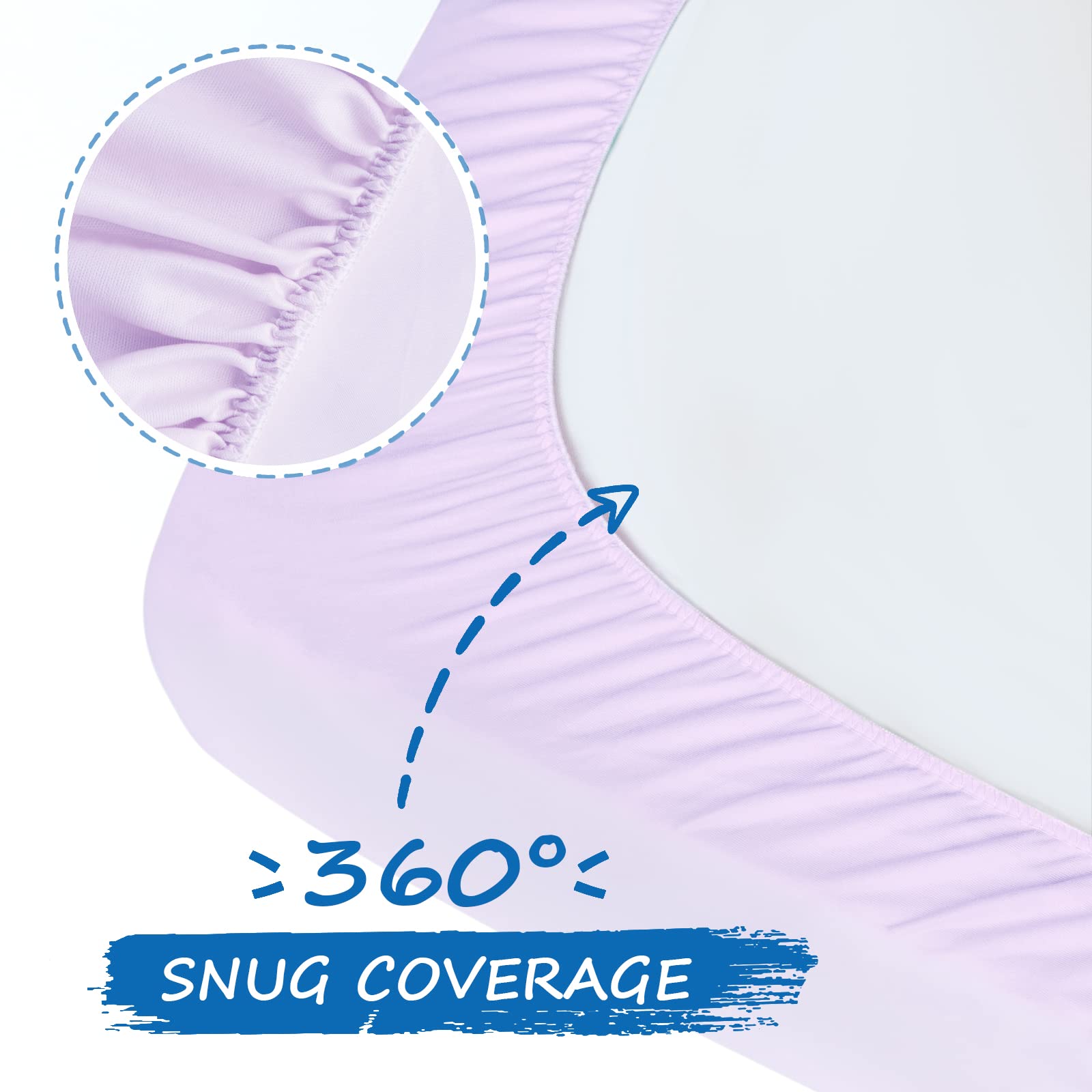 Coldwind crib sheets elastic band closeup emphasizing full-edge wrap for stability