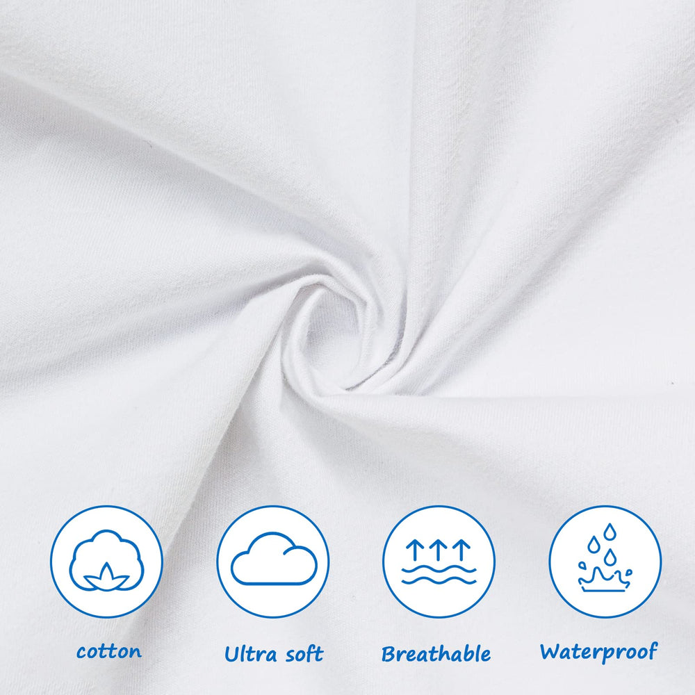 Coldwind pack and play sheets with elastic edges secure a 25x38 playard mattress.