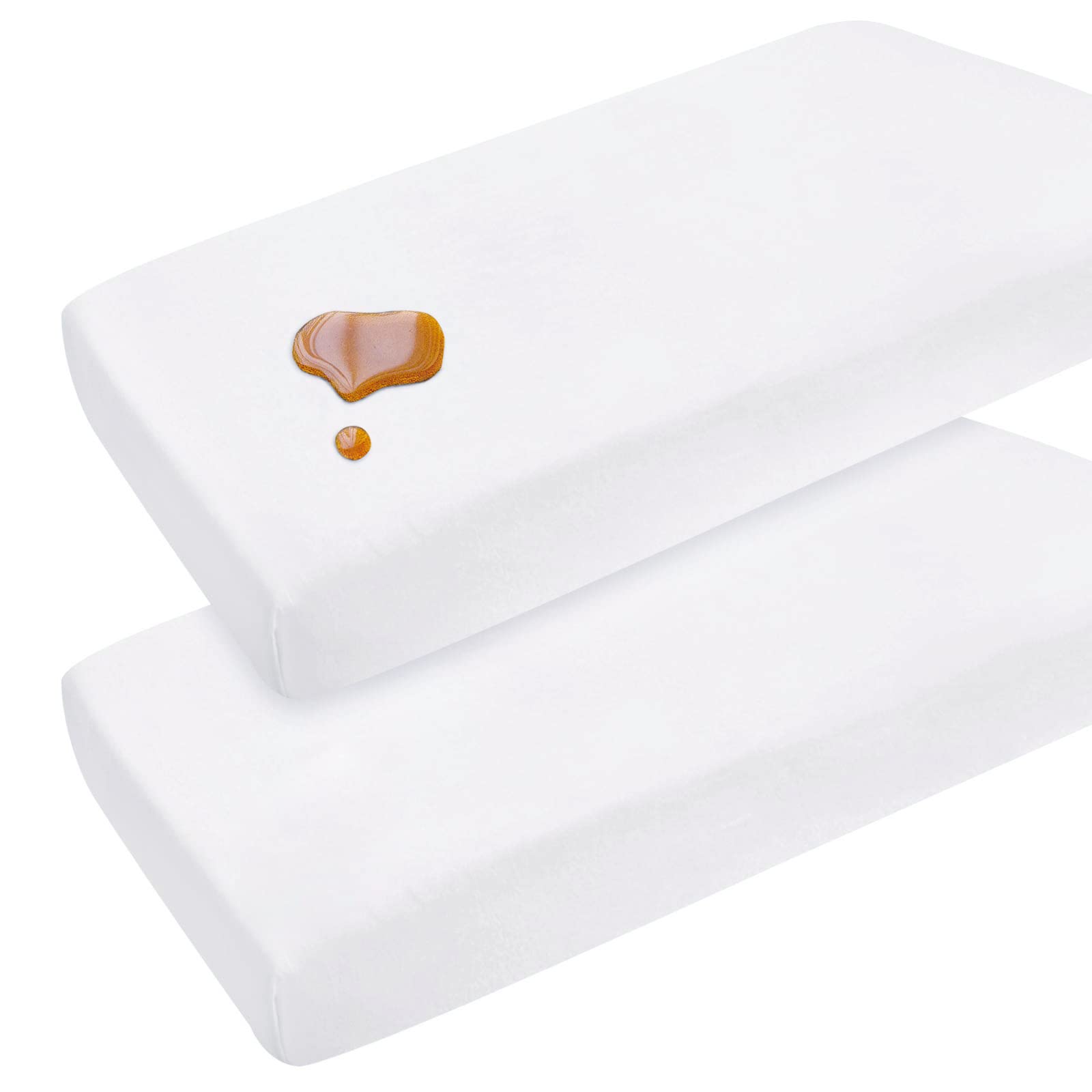 Coldwind waterproof pack and play sheets folded for travel protection against spills.