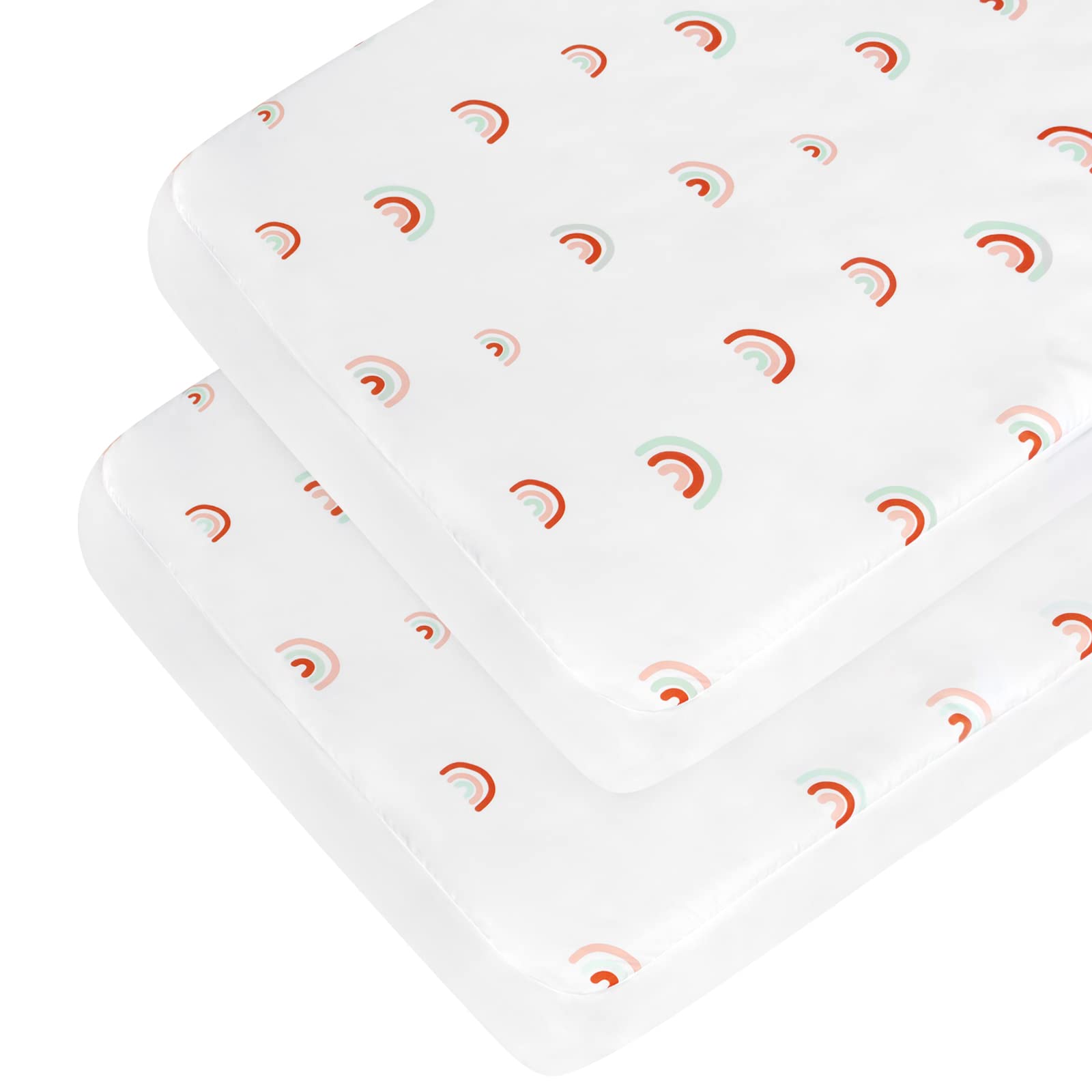 Coldwind rainbow-pattern crib sheets ultra-soft microfiber for breathable baby sleep.