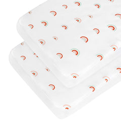 Coldwind rainbow-pattern crib sheets ultra-soft microfiber for breathable baby sleep.