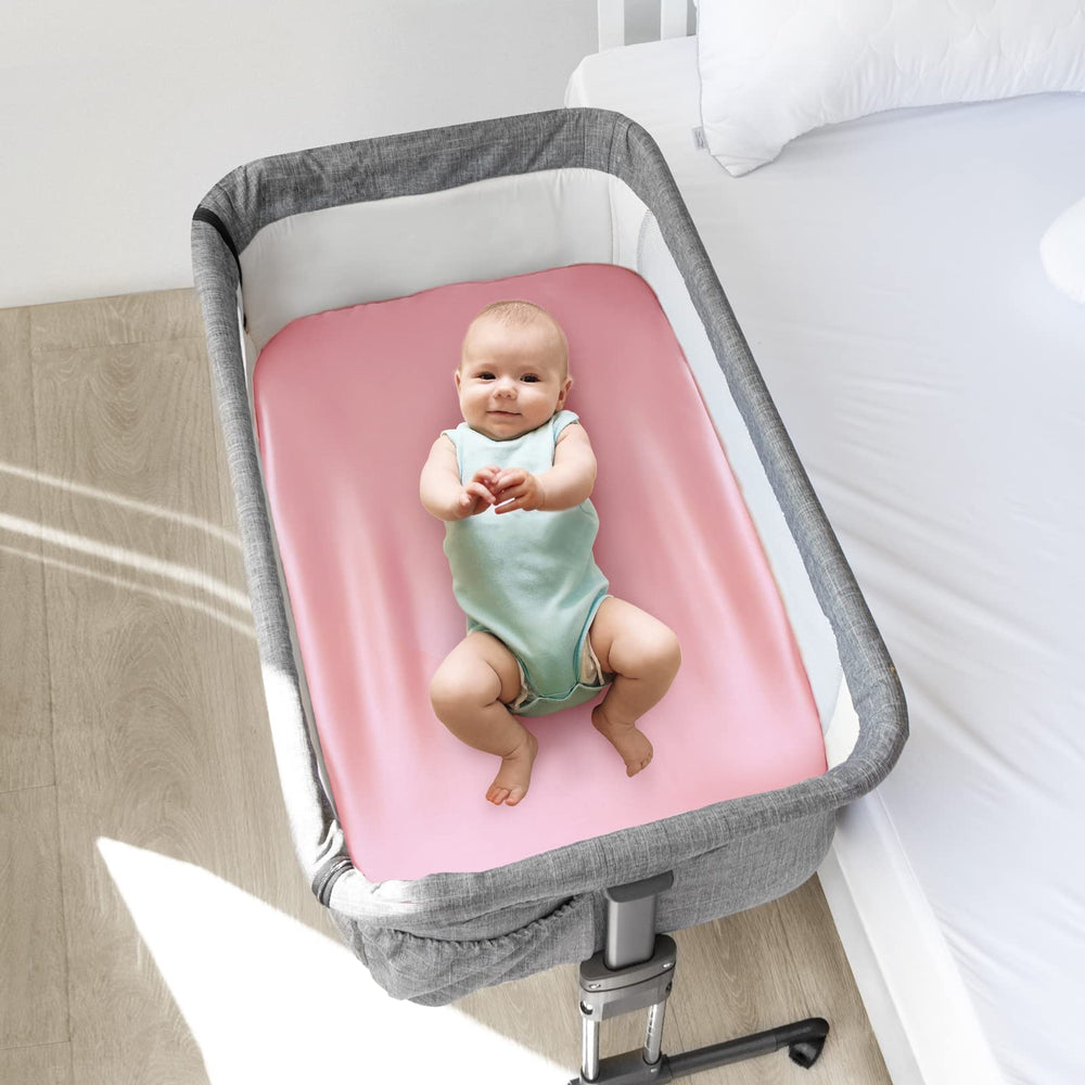 Coldwind satin bassinet sheet 2-pack highlights value and long-lasting softness.