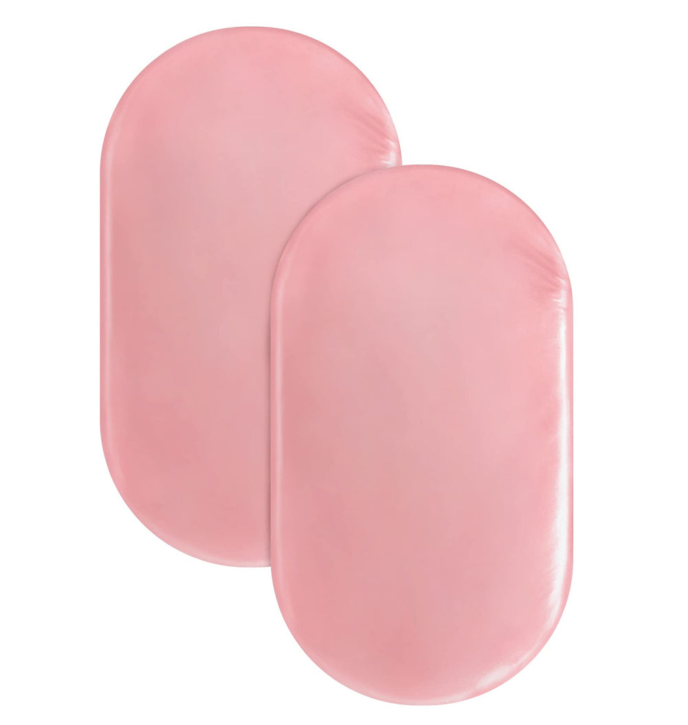 Coldwind satin bassinet sheets pink fabric closeup showing silky texture for gentle baby skin.