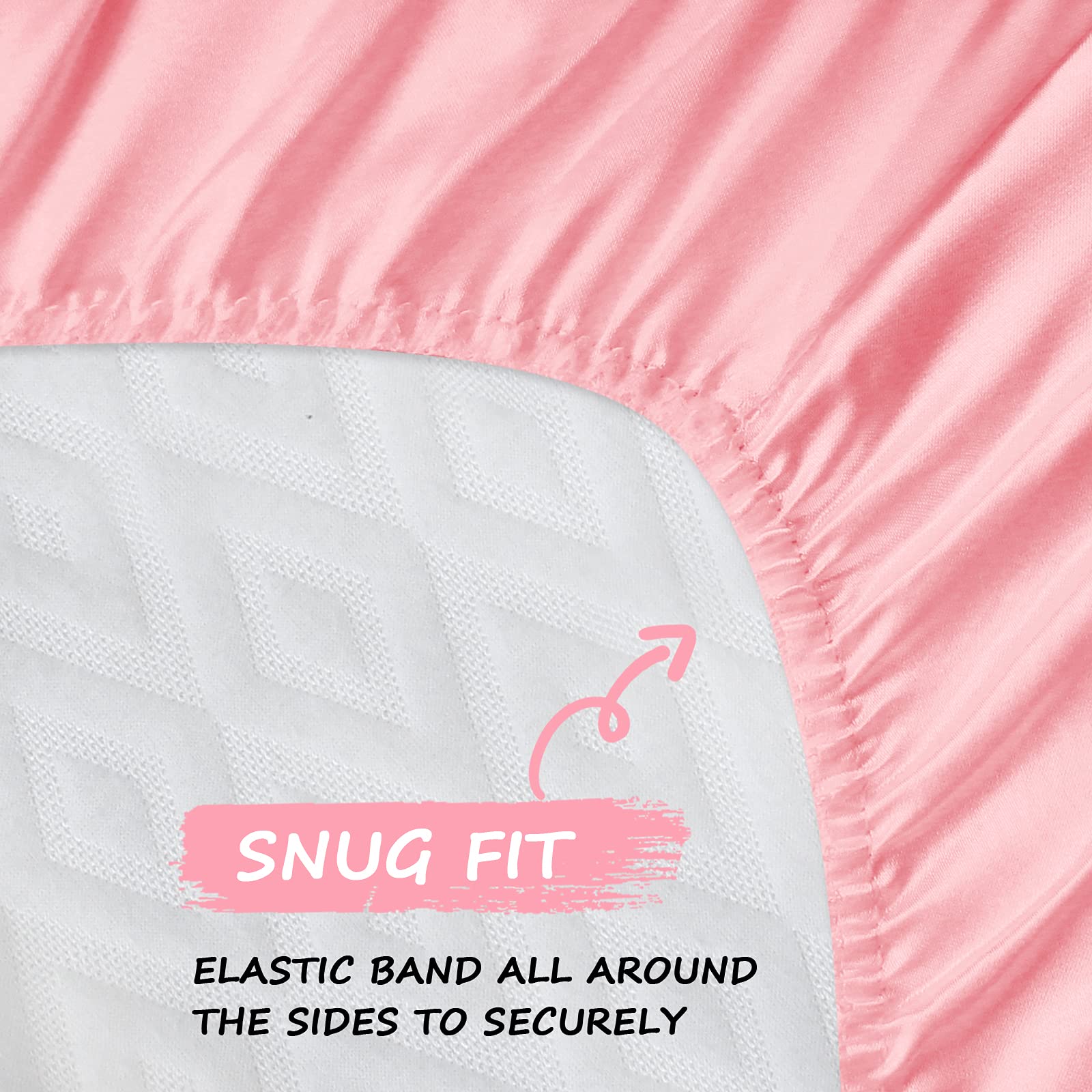 Coldwind satin bassinet sheets pink designed to fit multiple bassinet shapes with ease.