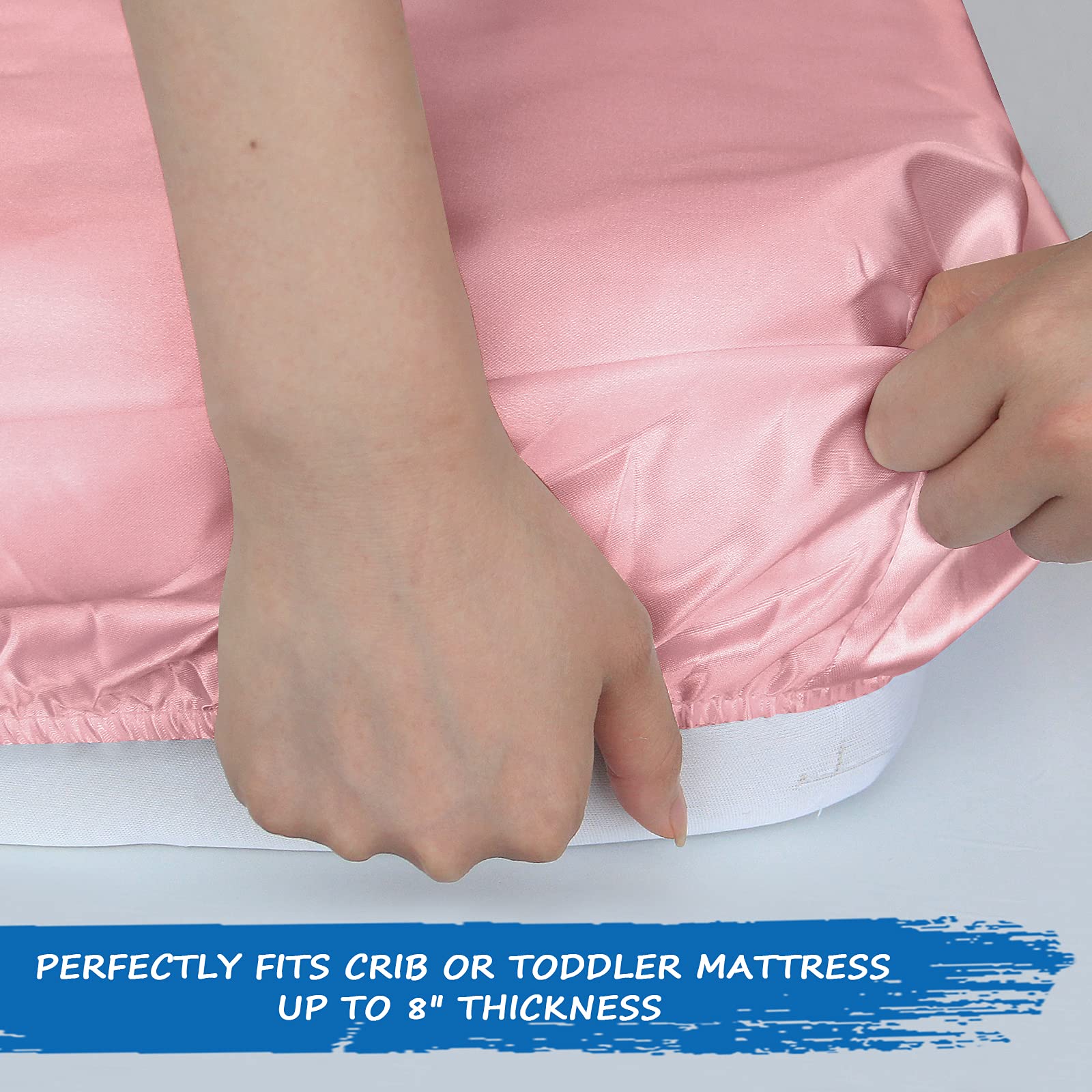 Coldwind satin crib sheet pink durable fabric for daily use.