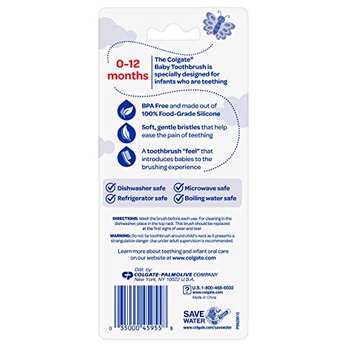Colgate baby toothbrush silicone surface easy to rinse and clean.