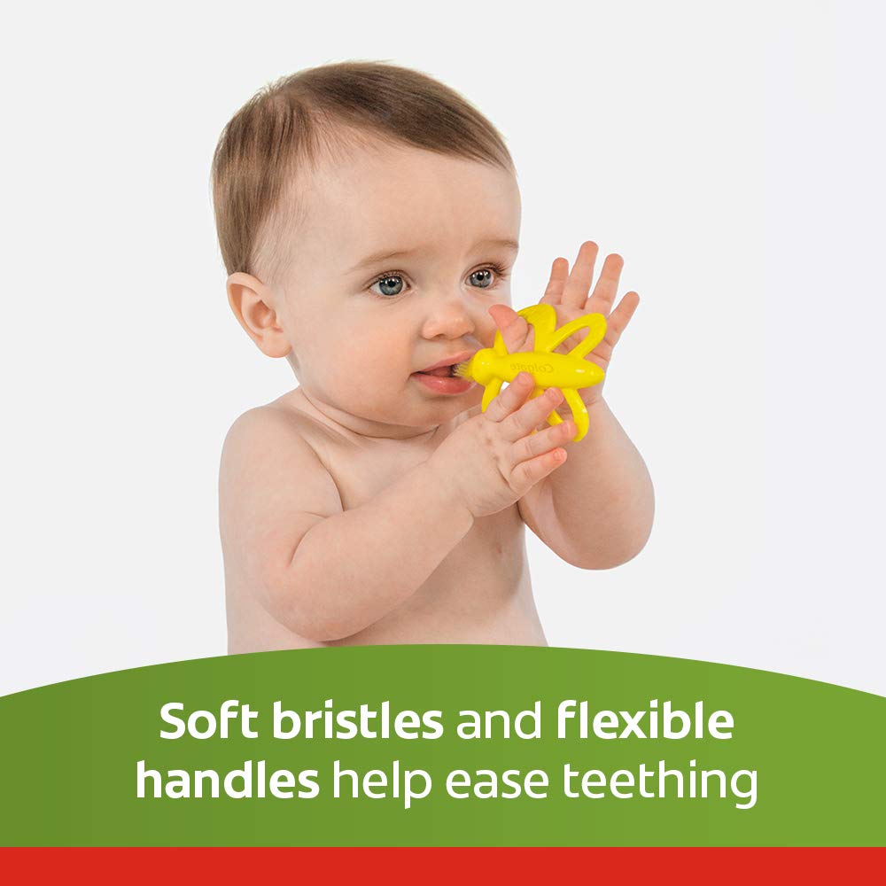 Colgate Baby Toothbrush offers flexible handles for easy grip by infants.