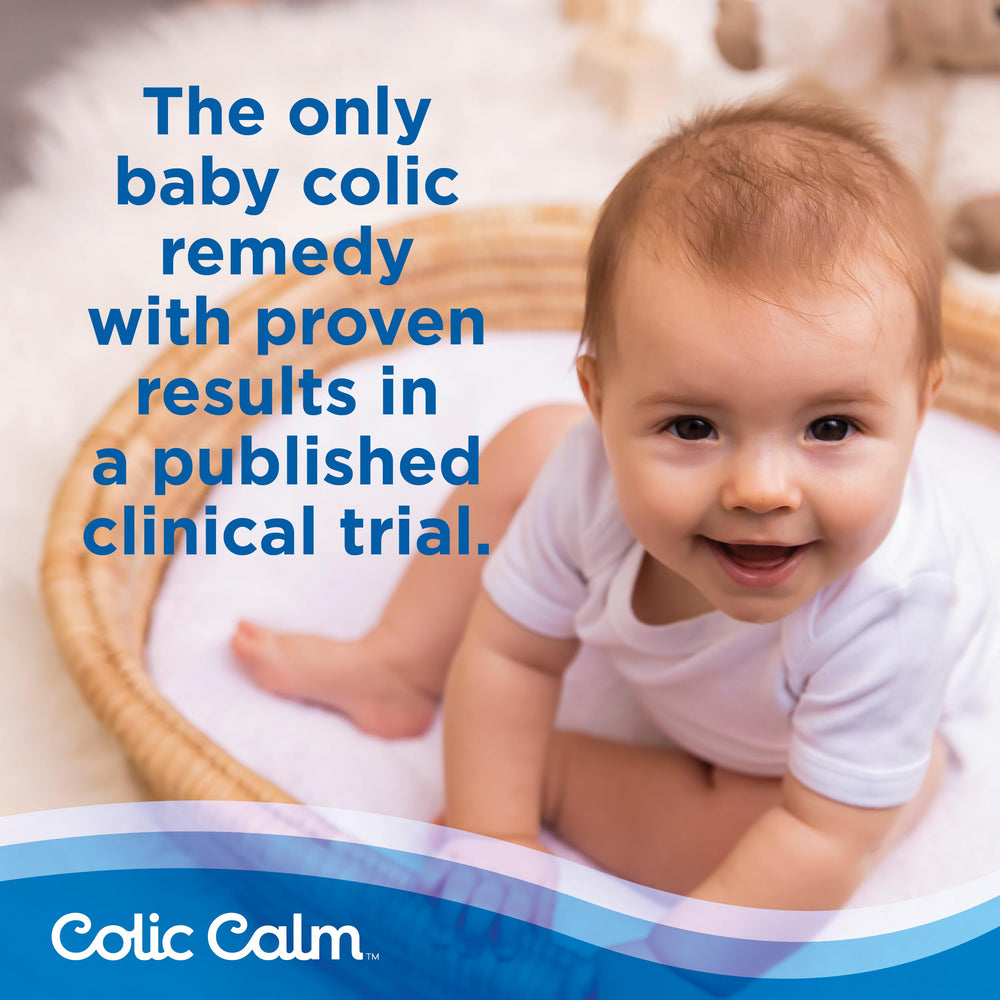 Colic Calm Gripe Water natural-active-ingredients visual emphasizes a gentle, allergen-free formula.