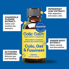 Colic Calm Gripe Water no-artificial-colors-flavors image underlines clean, baby-safe ingredients.