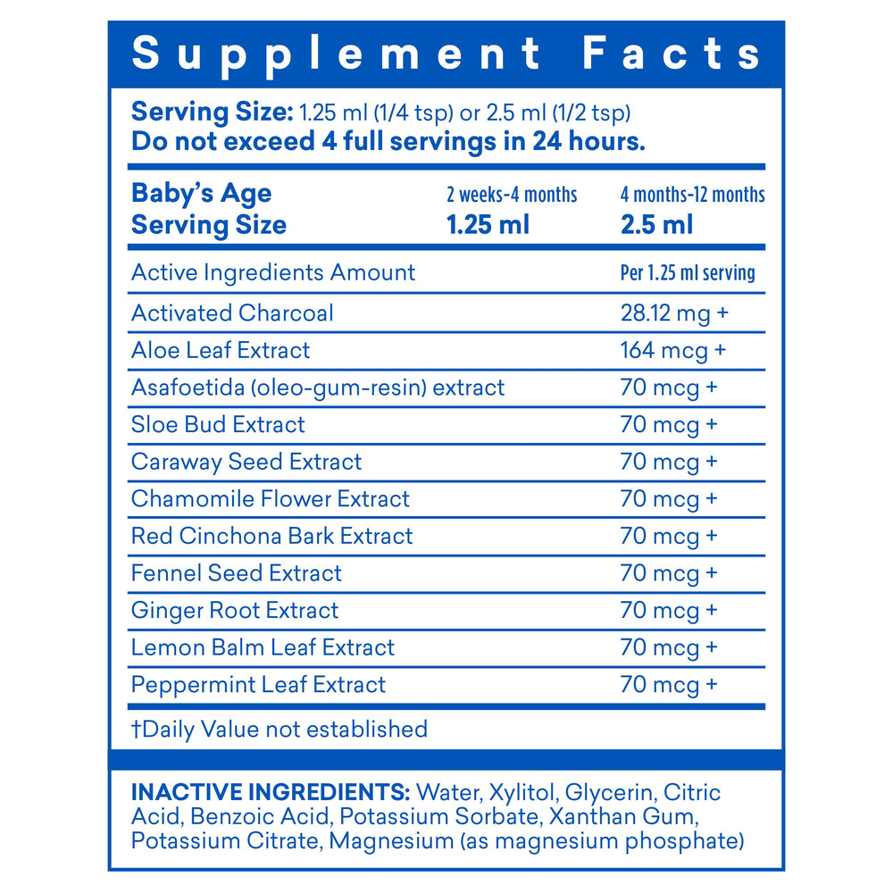 Colic Calm Plus dosage instructions image shows simple safe administration for newborn care.