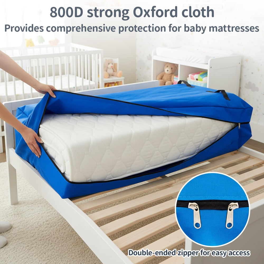 Colingmill 52-5x28x6-5in dimension bag beside crib mattress for fit visualization