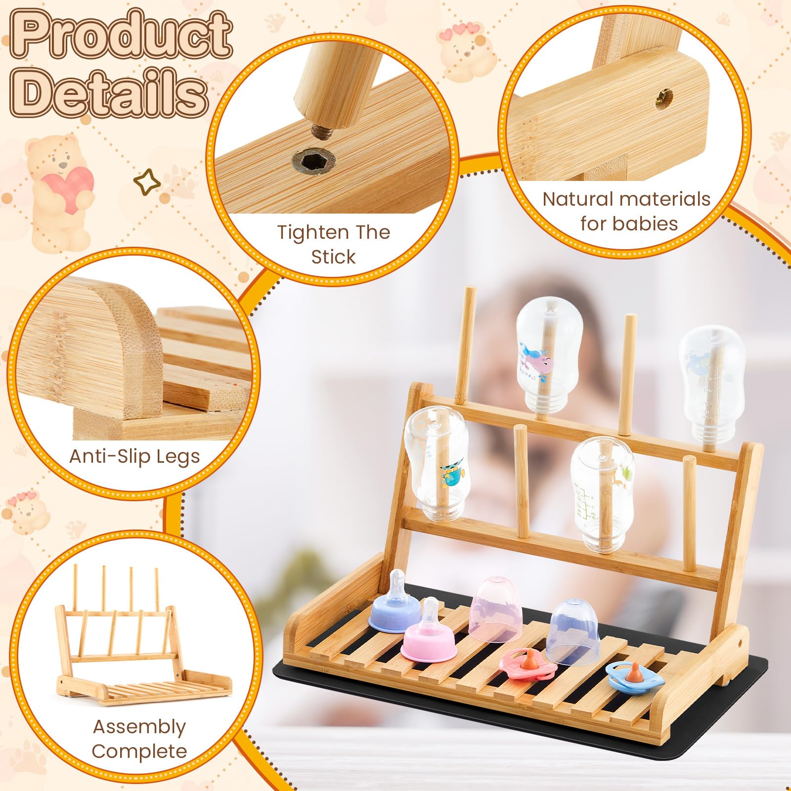 Colingmill baby bottle holder helps tidy accessories for quick access.