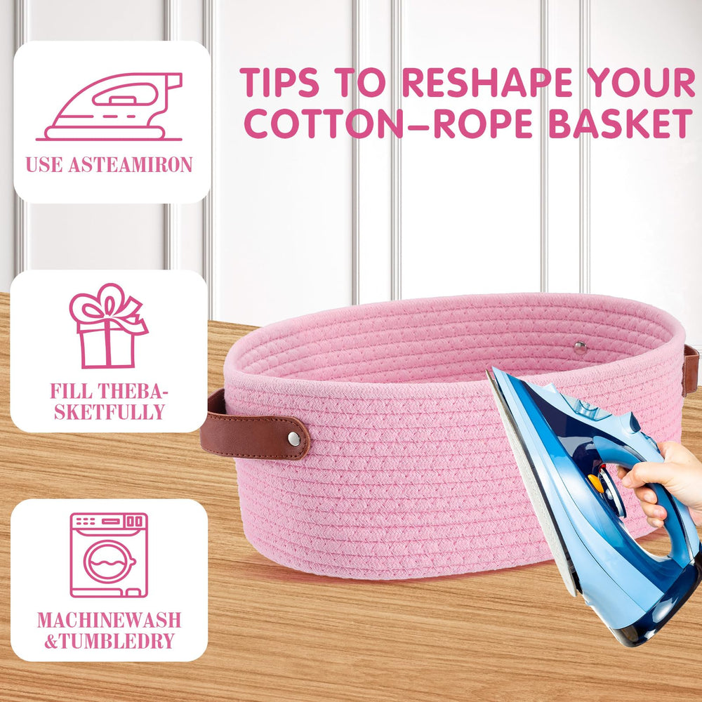 Colingmill pink basket with bows emphasizes elegant gift presentation.