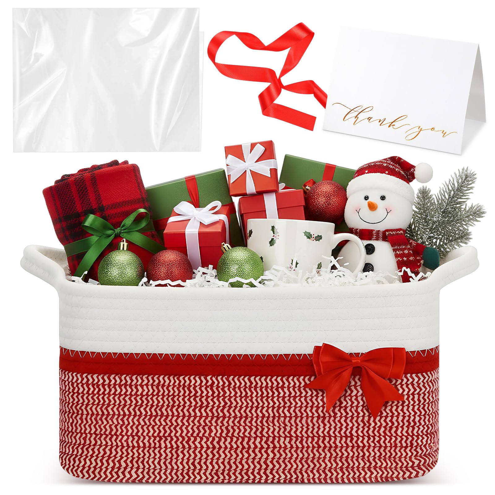 Colingmill Christmas Gift Basket 14x10x6, sturdy woven basket for reusable gifting.