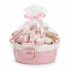 Colingmill pink gift basket interior showing ample space for gifts.